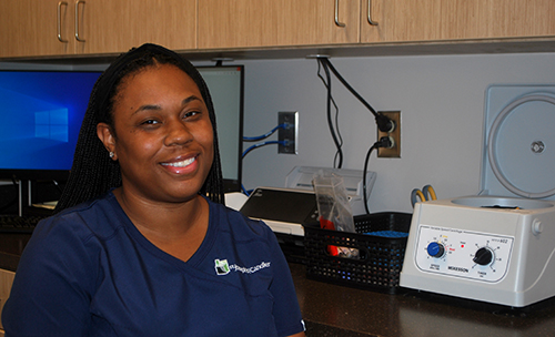 Dajaunia James, customer experience specialist at the St. Joseph’s Candler Outpatient Lab Center.