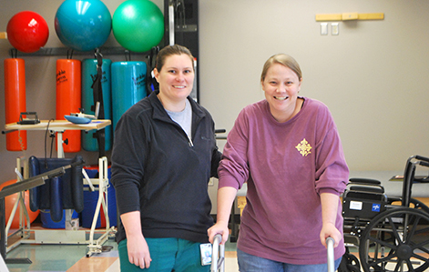 Candice Hughes (right) with St. Joseph's/Candler Physical Therapist Nina Cross