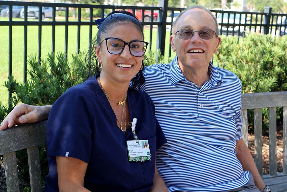 LCRP Clinical Research Coordinator Maya Agosto with Prostate cancer survivor Taylor Evans