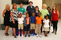 Angels of Mercy volunteers with students from Brock Elementary School.