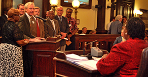 St. Joseph's/Candler President & CEO Paul P. Hinchey addresses the Savannah City Council Thursday to announce the extension of the home ownership program
