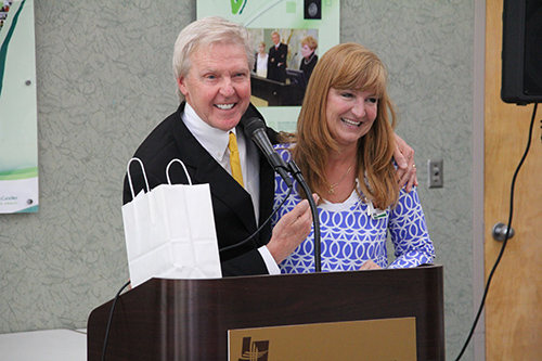 Paul P. Hinchey, President & CEO of St. Joseph’s/Candler, with the 2019 McAuley Award winner, Melanie Willoughby