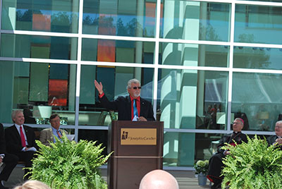 Pooler Mayor Mike Lamb addresses the crowd at the dedication ceremony