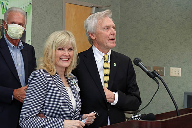 St. Joseph’s/Candler President & CEO Paul P. Hinchey, presents the 29th Annual McAuley Award to Tammy Phillips.