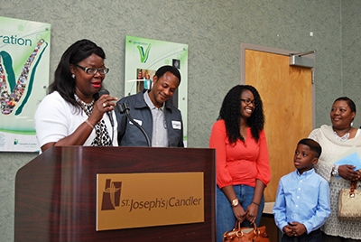St. Joseph’s/Candler presents the 24th Annual McAuley Award to Sandra Arbery-Reed.